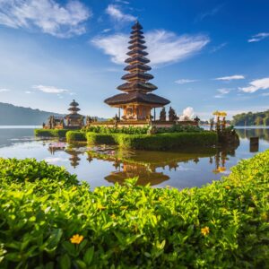 Scenic Rice Terrace and Temple